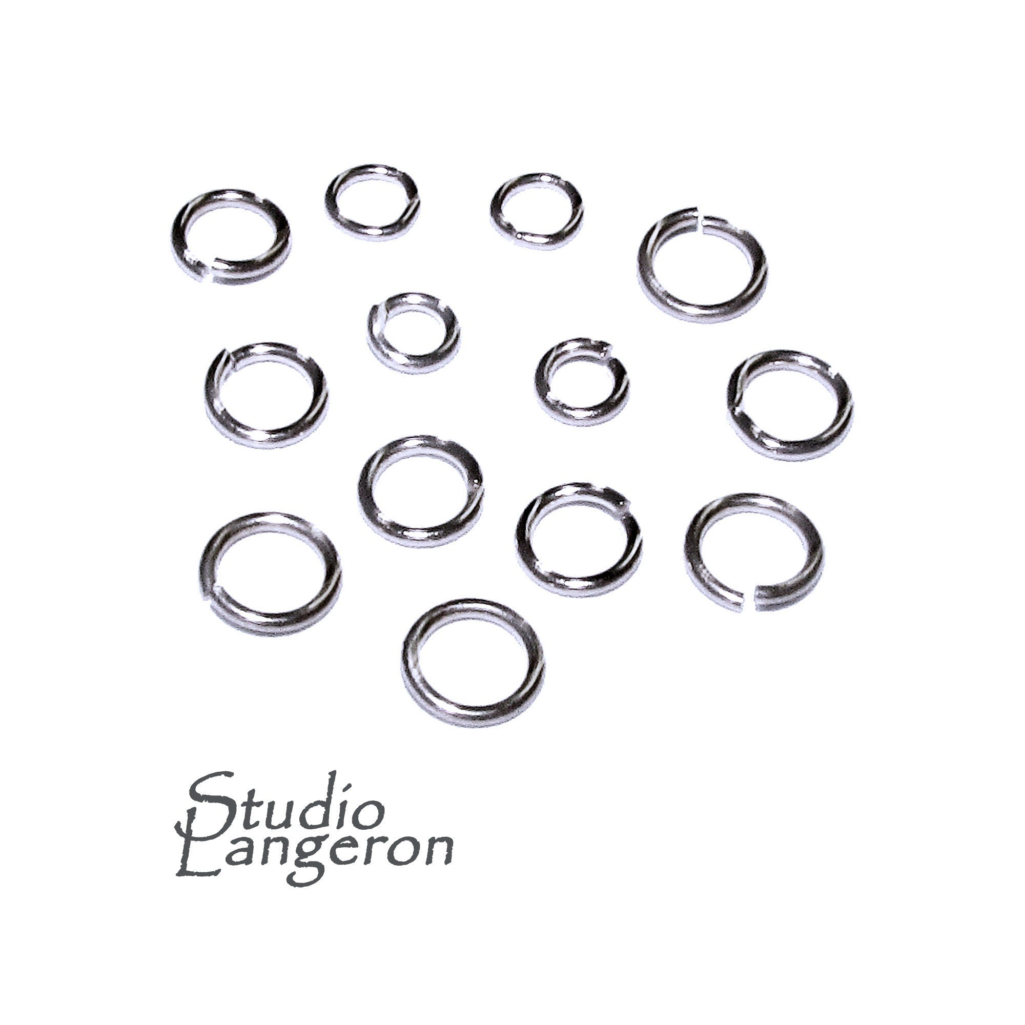14K Solid white gold Open jump ring size 0.6x3.0, 0.7x2.0, 0.7x2.5, 0.7x3.0, 0.8x2.5, 0.8x3.6 mm, Jump ring, Jewelry making - 1 piece