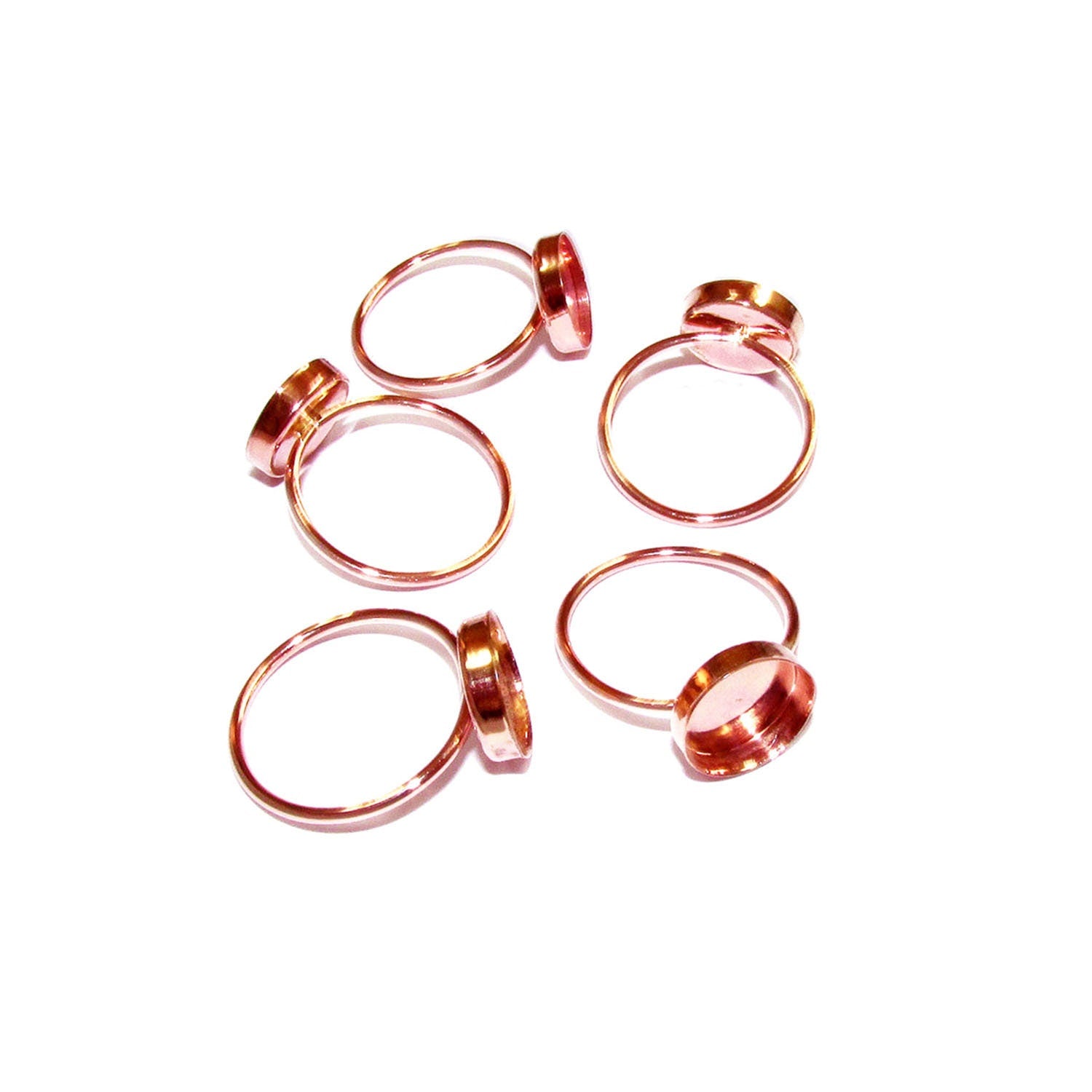 14K Rose solid gold blank ring with bezel cup 10 mm size 4 - 11, Base ring, Rose gold ring, bezel cup, Jewelry making, Setting - 1 piece