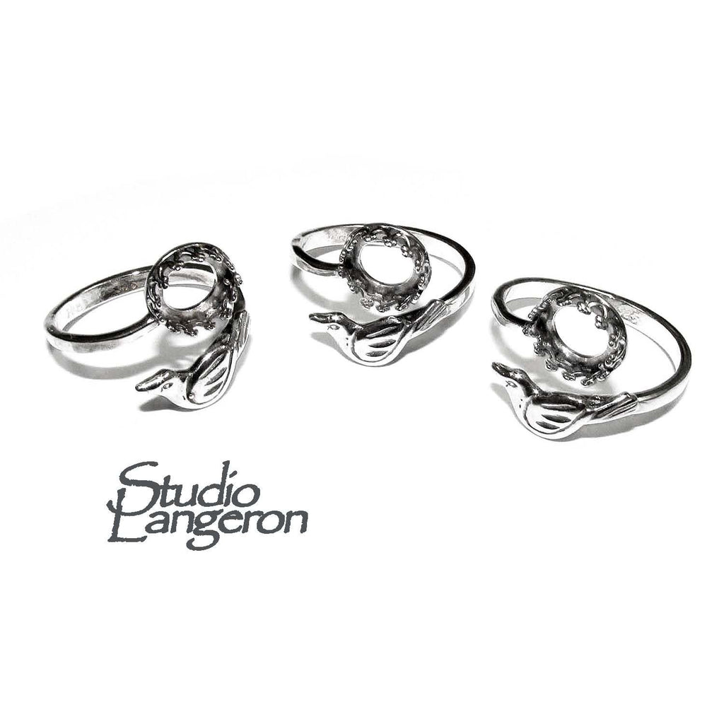 925 sterling silver open blank ring with bezel cup 8 mm, bezel cup, silver ring, base ring, Jewelry making, Setting, Blank ring - 1 piece
