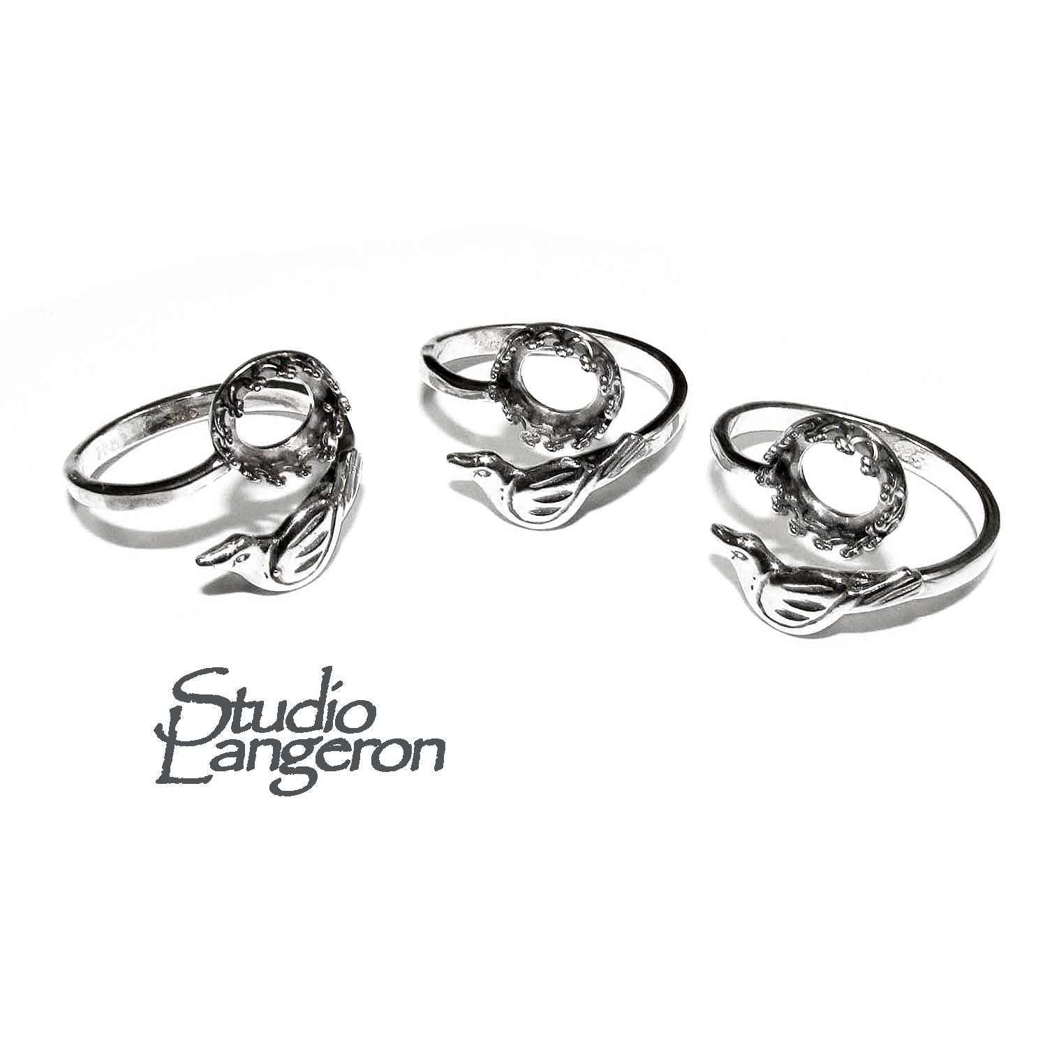 925 sterling silver open blank ring with bezel cup 8 mm, bezel cup, silver ring, base ring, Jewelry making, Setting, Blank ring - 1 piece