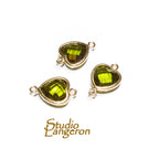 14K Gold Filled Checkerboard Peridot triangular Link Connector size 6mm, Peridot gold filled link, Link connector, Connector - 1 piece