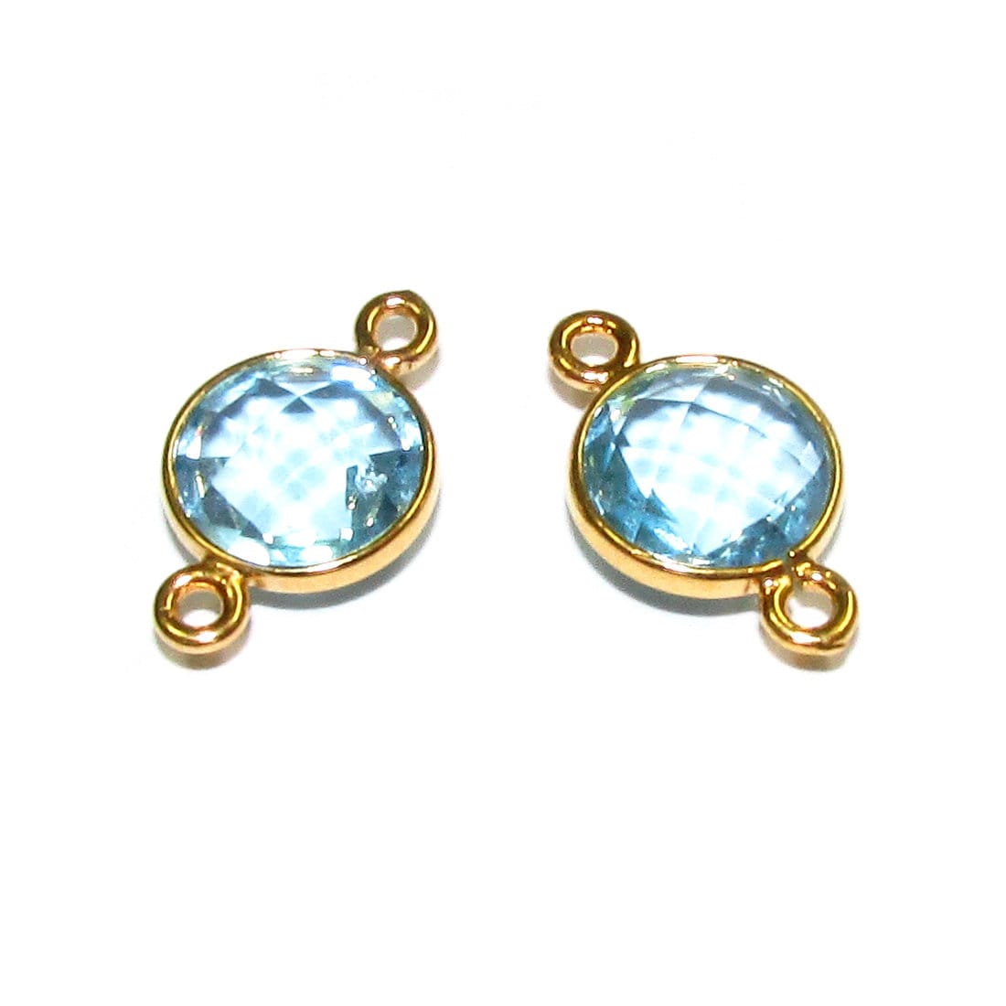 14K Gold Filled Checkerboard Aquamarine Round Link Connector size 15x9 mm, Aquamarine gold filled link, Jewelry making, Connector - 1 piece