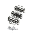 925 Sterling Silver Oxidized Twisted Tube Bar Clasp 2-Hole size 4.3x16 mm, Silver Clasps, Slide Clasps, Jewelry making, Tube clasp - 1 piece