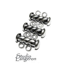 925 Sterling Silver Oxidized Twisted Tube Bar Clasp 2-Hole size 4.3x16 mm, Silver Clasps, Slide Clasps, Jewelry making, Tube clasp - 1 piece