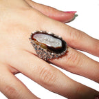 Druse agate statement ring 925 sterling silver size 8, handmade ring, single copy, sterling silver, Druse agate, Agate ring