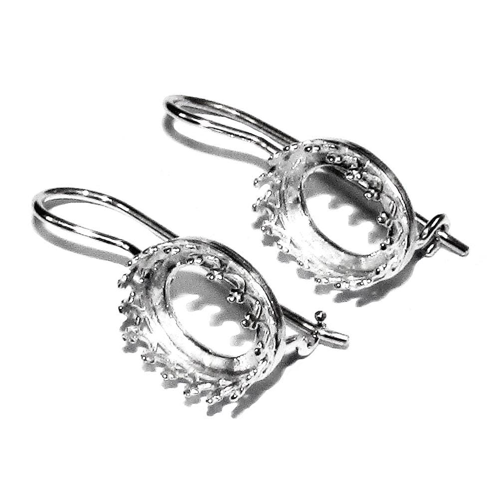 925 sterling silver blank earrings with oval bezel cup size 6x8-13x18 mm, model 1023, Jewelry making, Setting, bezel cup - 1 pair (2 pieces)