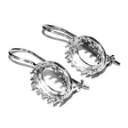 925 sterling silver blank earrings with oval bezel cup size 6x8-13x18 mm, model 1023, Jewelry making, Setting, bezel cup - 1 pair (2 pieces)