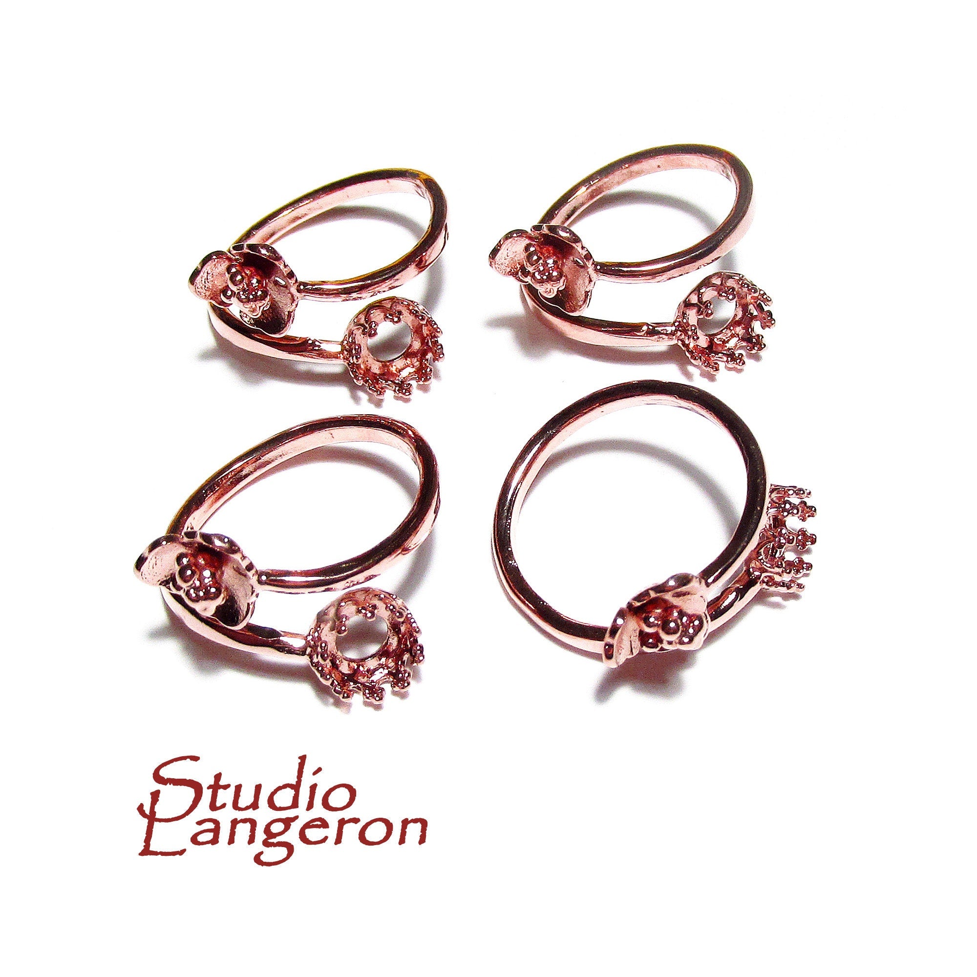 14K Rose gold filled open blank ring with bezel cup 6 mm, base ring, Setting, bezel cup, Jewelry making, Rose gold filled ring- 1 piece