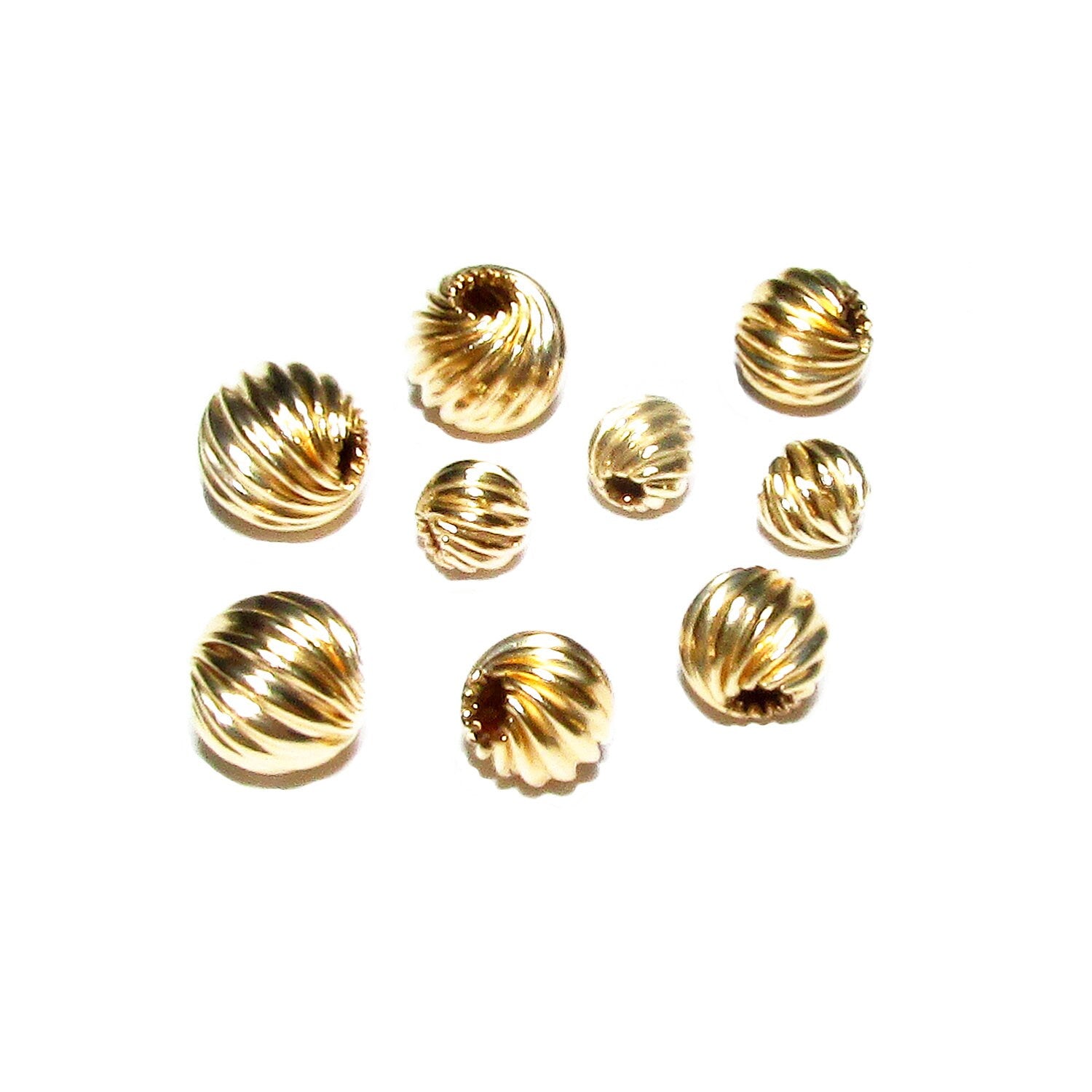 14K yellow gold filled round twisted beads size 3, 4, 5, 6, 7, 8mm, Jewelry making, Gold filled twisted beads, Gold filled beads - 1 piece
