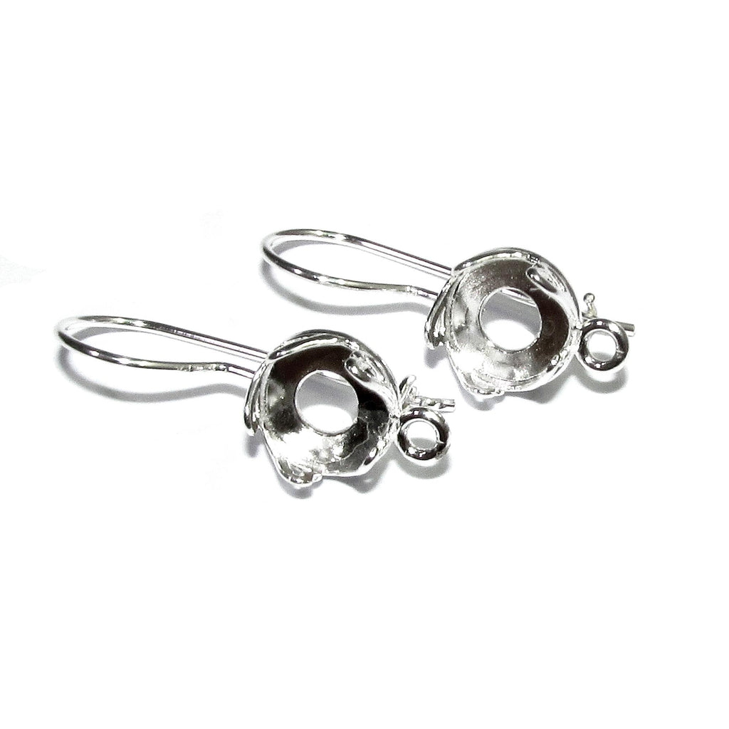 925 sterling silver blank earrings with bezel cup size 6-14 mm, model 3332H, Jewelry making, Setting, base earrings - 1 pair (2 pieсes)