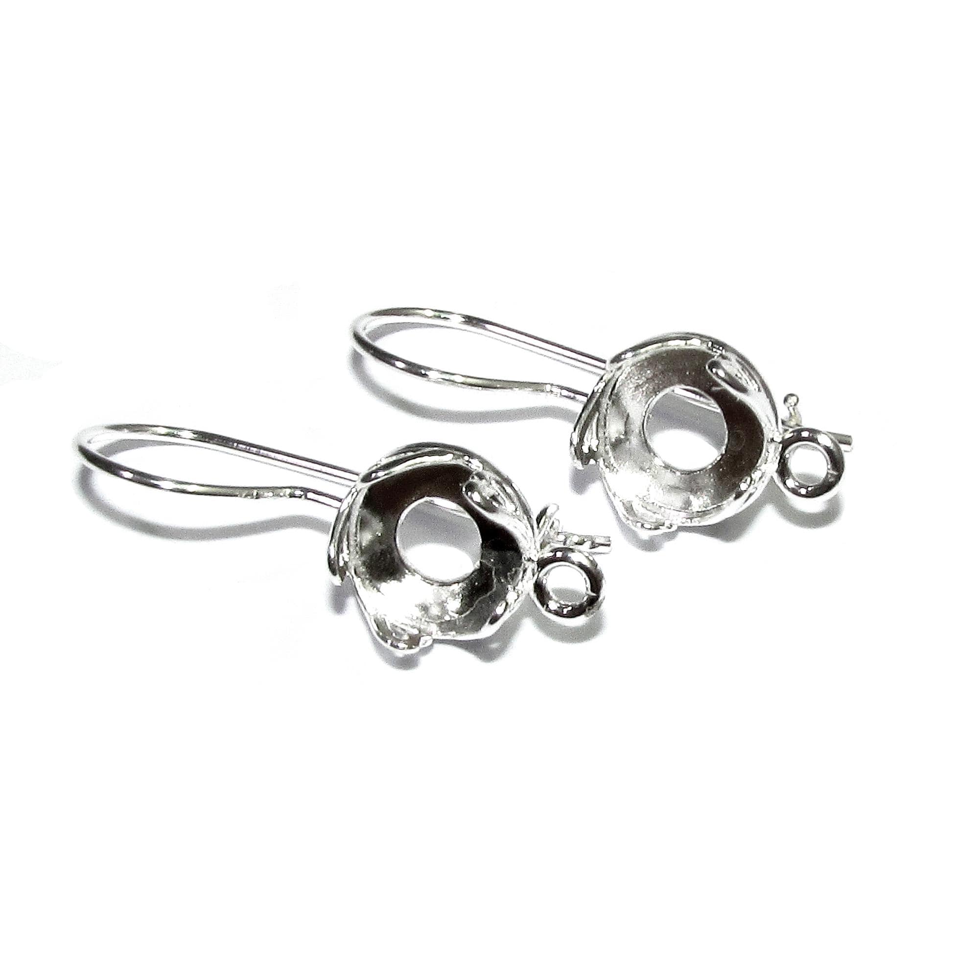 925 sterling silver blank earrings with bezel cup size 6-14 mm, model 3332H, Jewelry making, Setting, base earrings - 1 pair (2 pieсes)