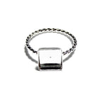 925 sterling silver twisted blank ring with bezel cup 8x8mm size 4, 5, 6, 7, 8, 9, 10, 11, bezel cup, base ring, Jewelry making - 1 piece