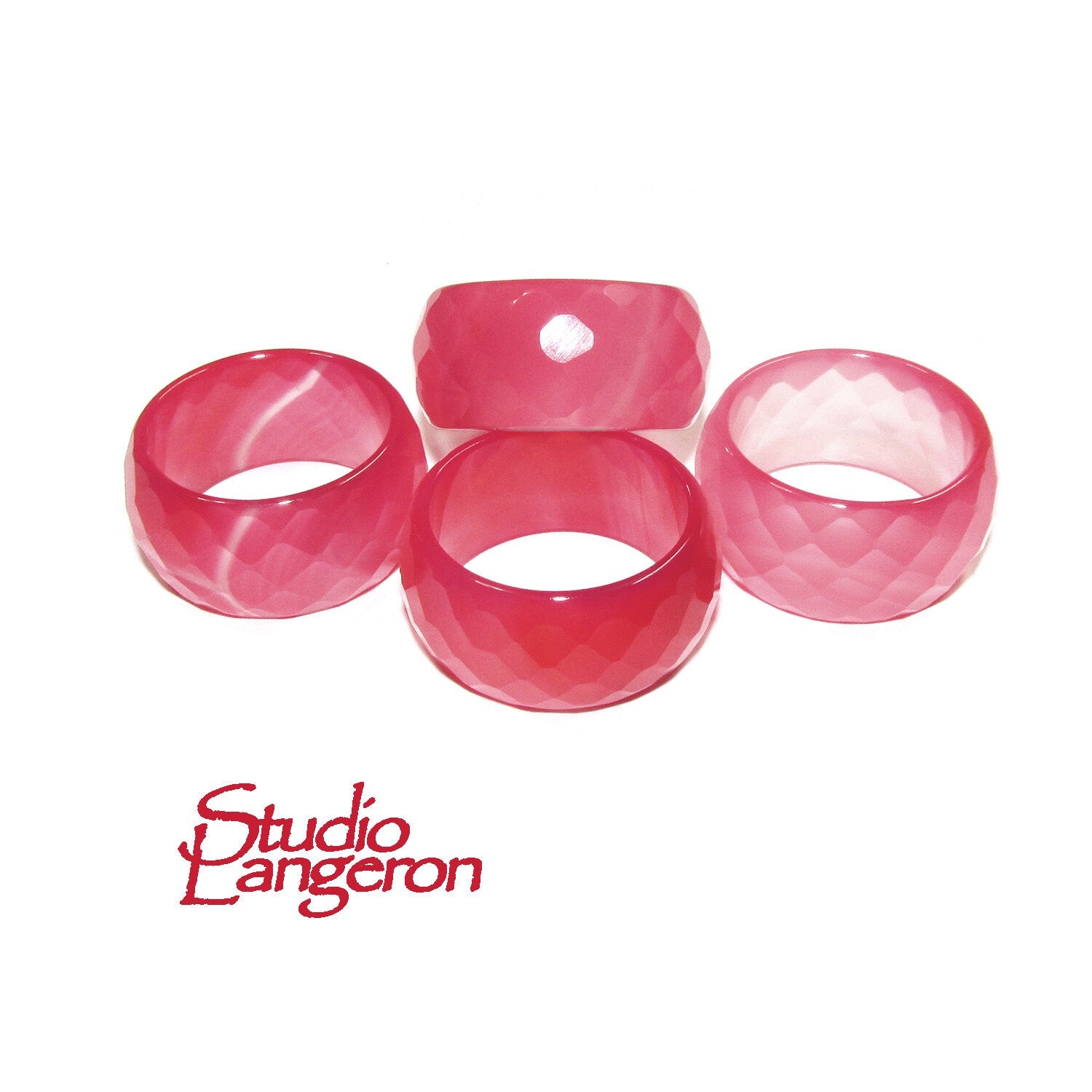 Natural Rose Agate band Ring, size 7, 7 1/2, 8, Stone band ring, Band Rings, Natural Gemstone ring, Unisex rings, Solid gemstone, Rose agate