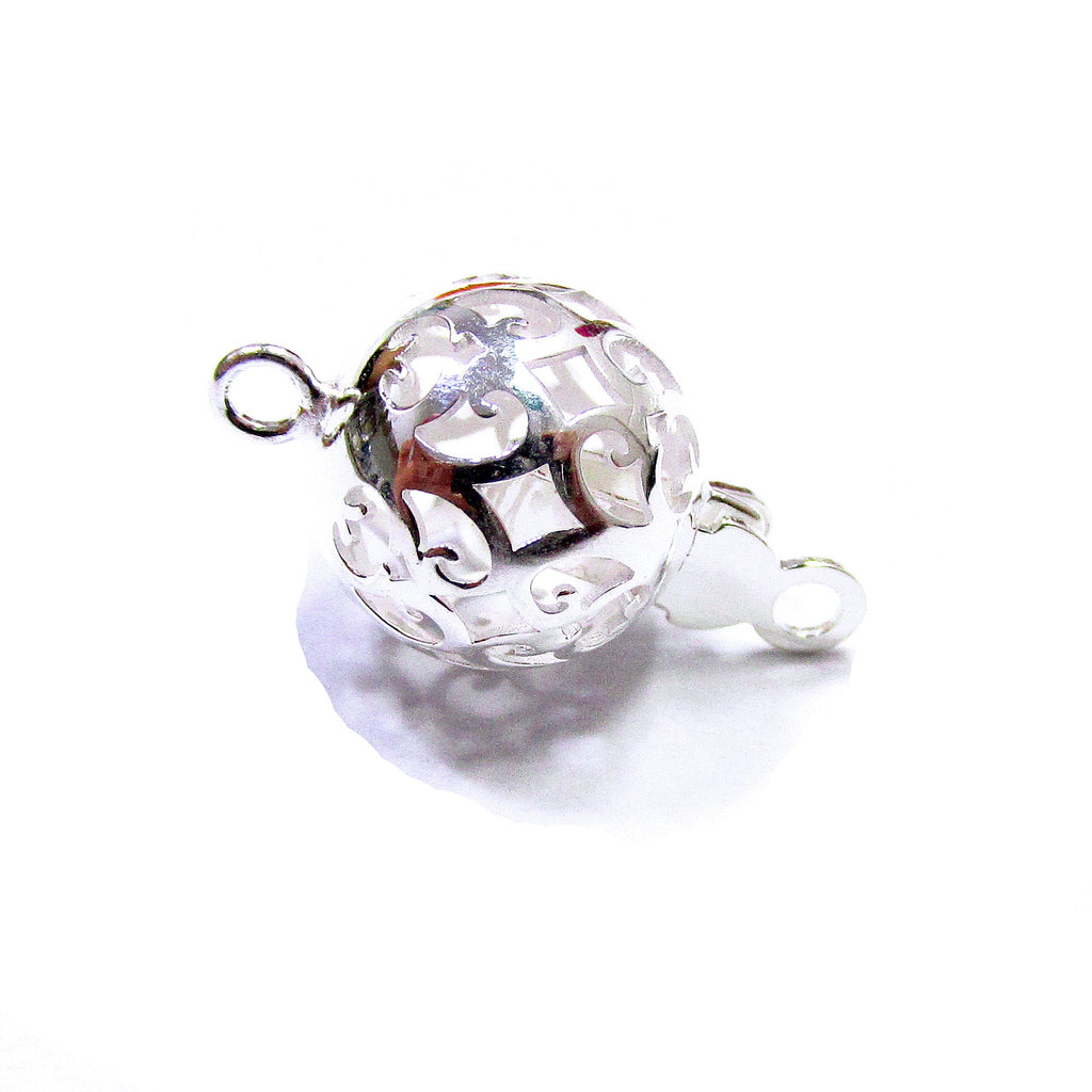 925 Sterling Silver Round Filigree Clasp size 10 mm, Silver bead clasp, Jewelry making, 925 Sterling silver, Filigree round clasp - 1 piece