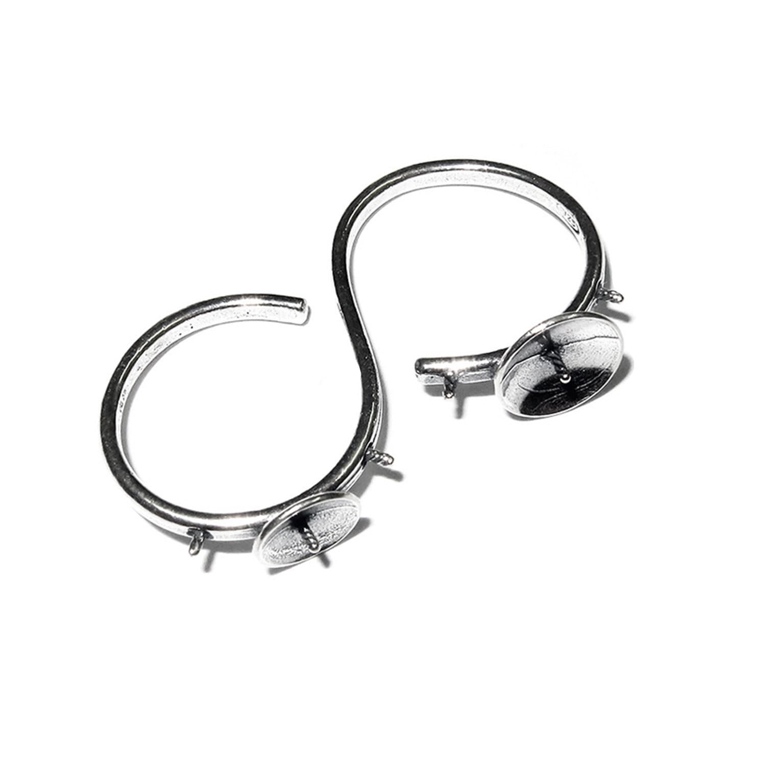 925 sterling silver Two Fingers open blank ring for pearls, silver ring, base ring, ring, sterling silver, Jewelry making, Setting - 1 piece