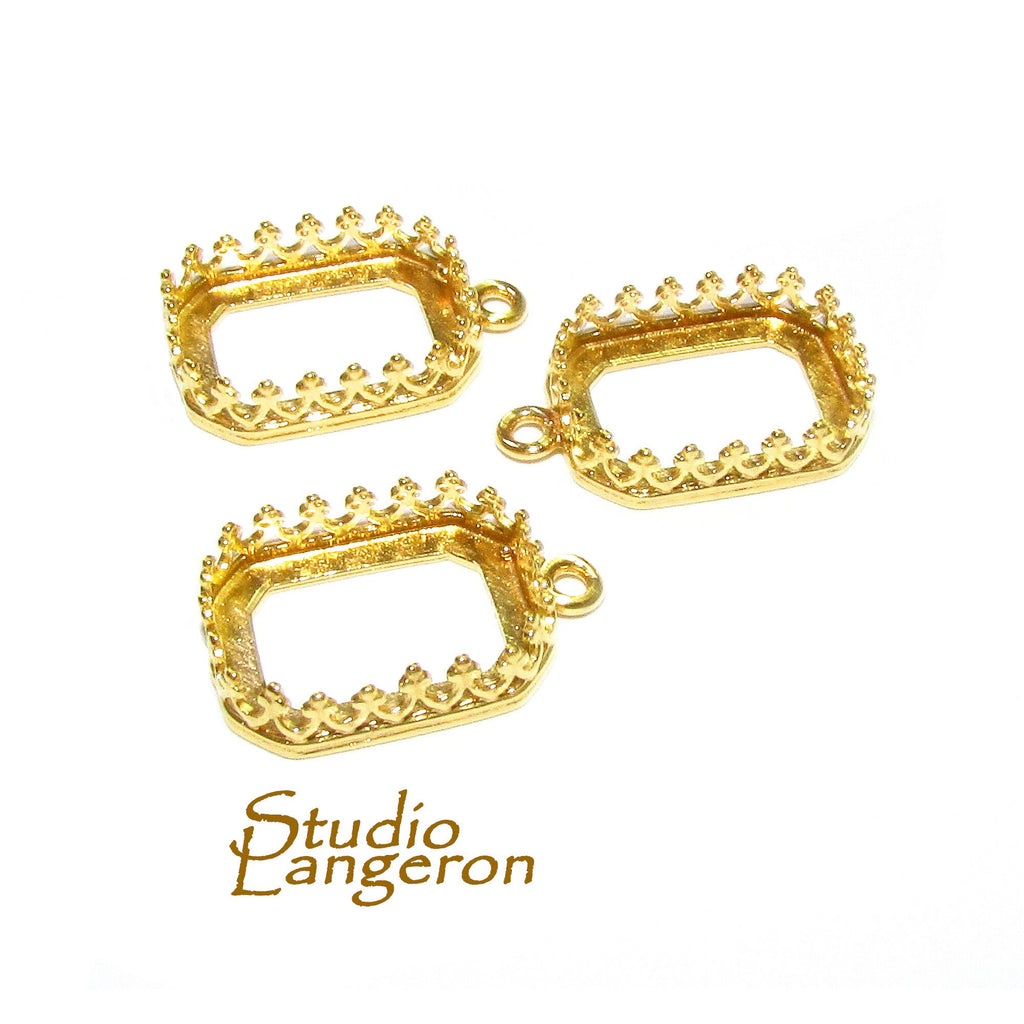 14K Gold filled Octagon Bezel Cups size 10x14 mm with closed ring, Bezel cup, Setting, Jewelry making, Blank Pendant - 1 piece