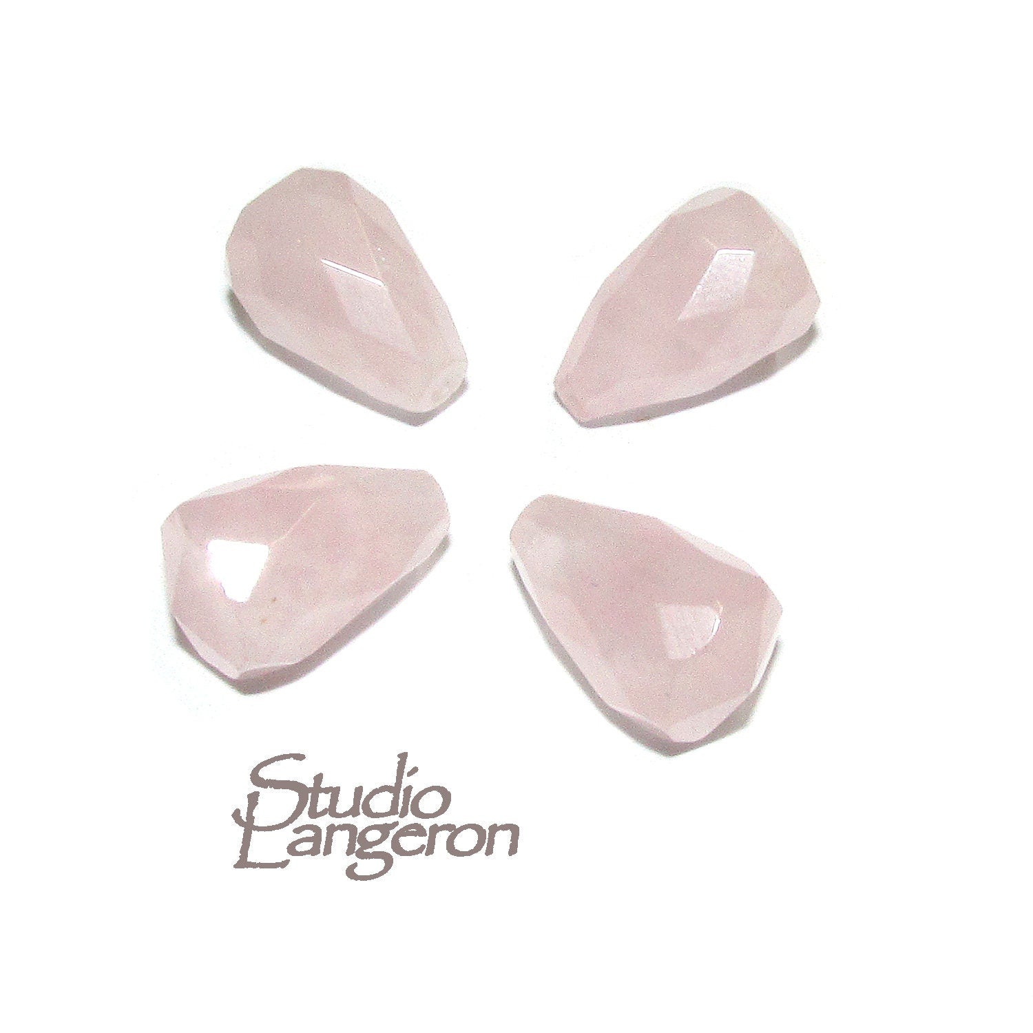 Natural Rose quartz Teardrop faceted Beads size 14x9 mm, Rose quartz beads, Half Drilled Beads, Jewelry making - 1 piece