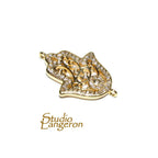 14K Gold filled large connector hamsa with crystals size 21x17 mm, gold filled link, Jewelry making, Jewelry link connector hamsa - 1 piece