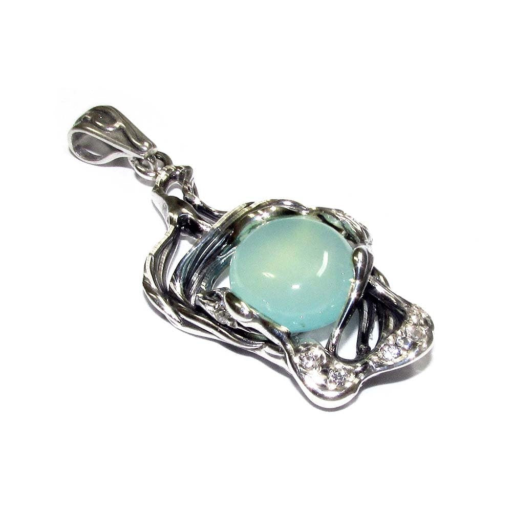 Aqua chalcedony blue pendant 925 sterling silver size 3.8x2.0 cm, single copy, Aqua chalcedony pendant, Handmade pendant, Blue, Gift