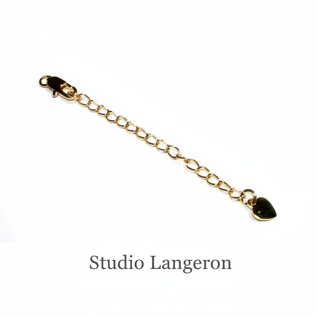 14K Gold Filled Extension Chain size 7.2cm, oval chain 5.0x3.0mm, lobster clasp 12.5mm, heart 8.0mm - 1 piece