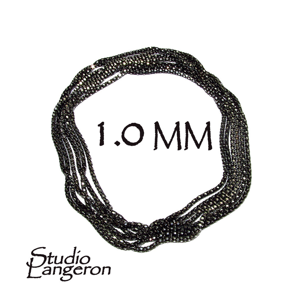 1.0 mm Sterling Silver Black Rhodium Plated chain, beading chain,  Black chain, Jewelry making, Beading silver chain - 1 Ft (30 cm)