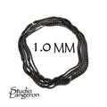 1.0 mm Sterling Silver Black Rhodium Plated chain, beading chain,  Black chain, Jewelry making, Beading silver chain - 1 Ft (30 cm)