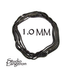 1.0 mm Sterling Silver Black Rhodium Plated chain, beading chain,  Black chain, Jewelry making, Beading silver chain - 1 Ft (30 cm)