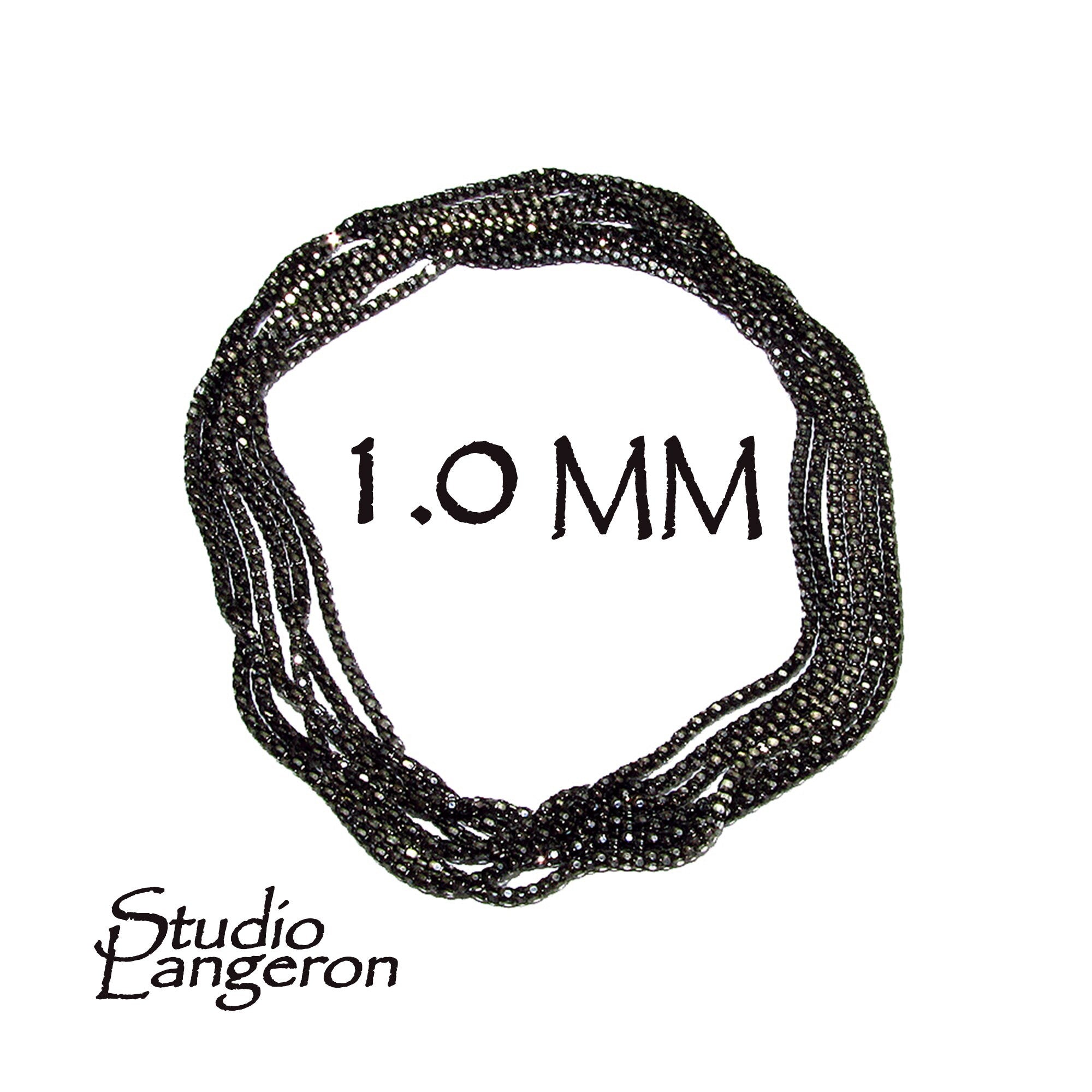 1.0 mm Sterling Silver Black Rhodium Plated chain, beading chain,  Black chain, Jewelry making, Beading silver chain - 1 Ft (30 cm)