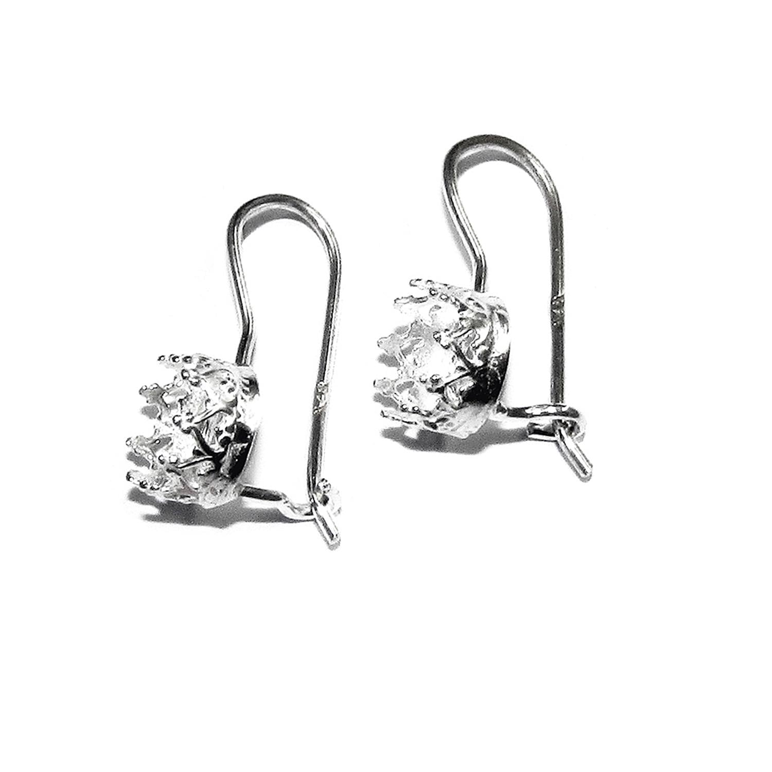 925 sterling silver blank earrings with bezel cup size 6 - 18mm, model 1023, Jewelry making, Setting, base earrings - 1 pair (2 pieсes)