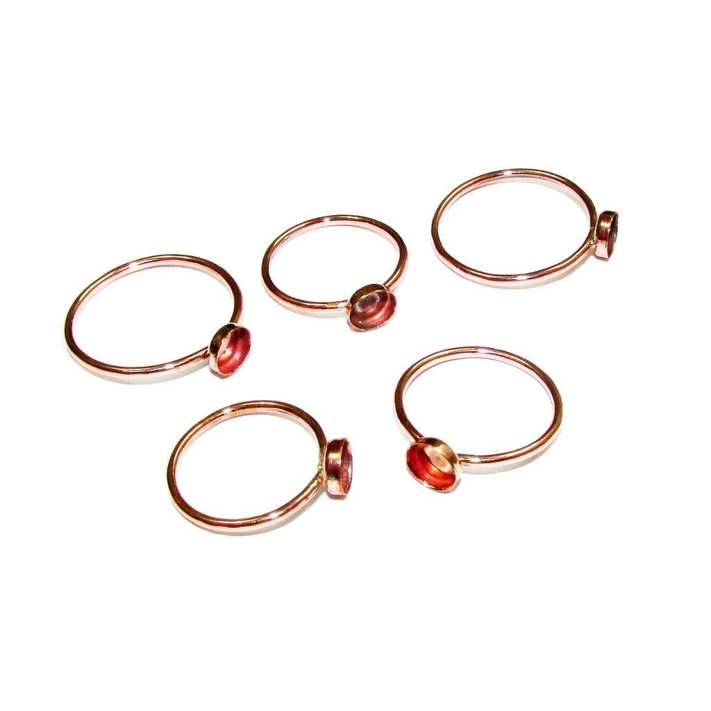 14K Rose solid gold blank ring with bezel cup 4 mm size 4 - 10, Base ring, Gold ring, bezel cup, Jewelry making, Setting - 1 piece