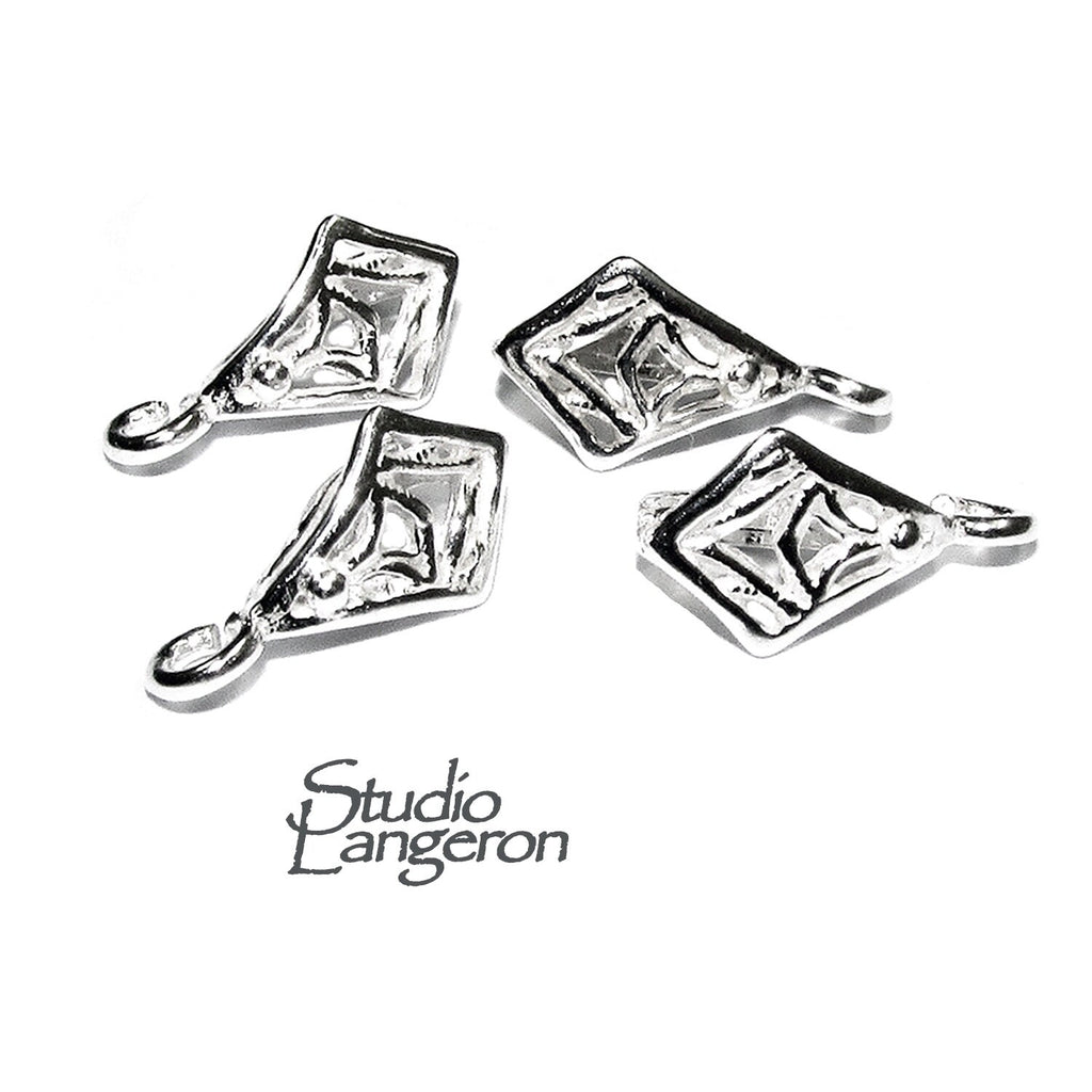 925 Sterling silver decorative Pendant Bails with loop, 925 sterling silver Bail, Jewelry making, Bail finding, bail for pendant - 1 piece