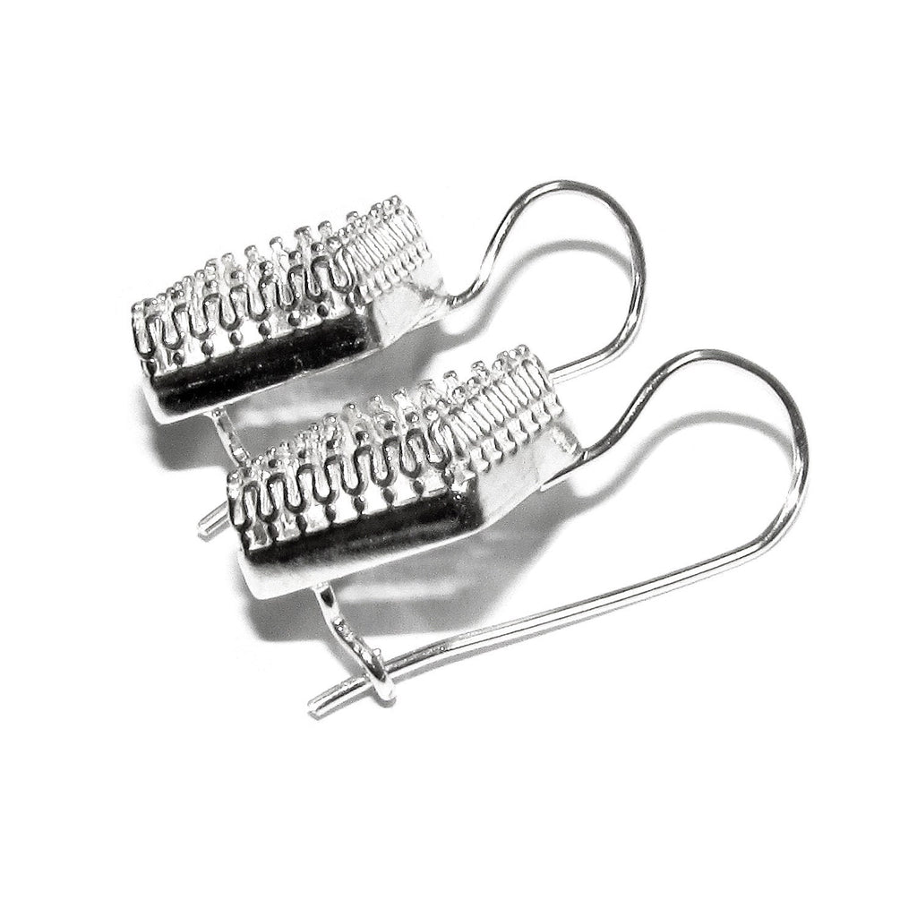 10 mm 925 sterling silver blank earrings with square setting bezel cup, base earrings, Jewelry making, Setting, Mounting - 1 pair (2 piece)