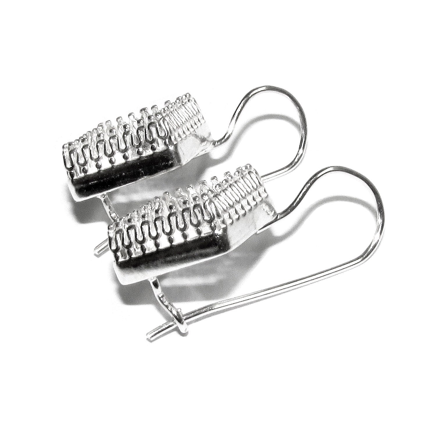 10 mm 925 sterling silver blank earrings with square setting bezel cup, base earrings, Jewelry making, Setting, Mounting - 1 pair (2 piece)