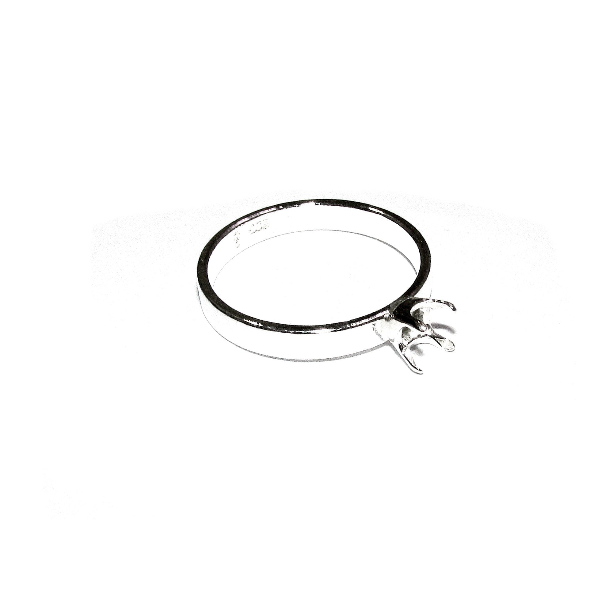 925 sterling silver blank ring with cushion 4-Prong Settings 6x6 mm size 4-11, Jewelry making, silver base ring, Prong setting - 1 piece