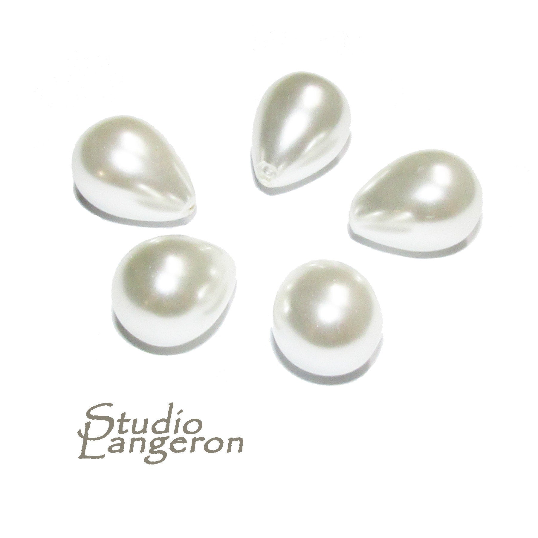 Natural Sea shell pearl Teardrop half drilled Beads size 12x10 mm, Natural shell pearl Matching Half Drilled Beads, Jewelry making - 1 piece