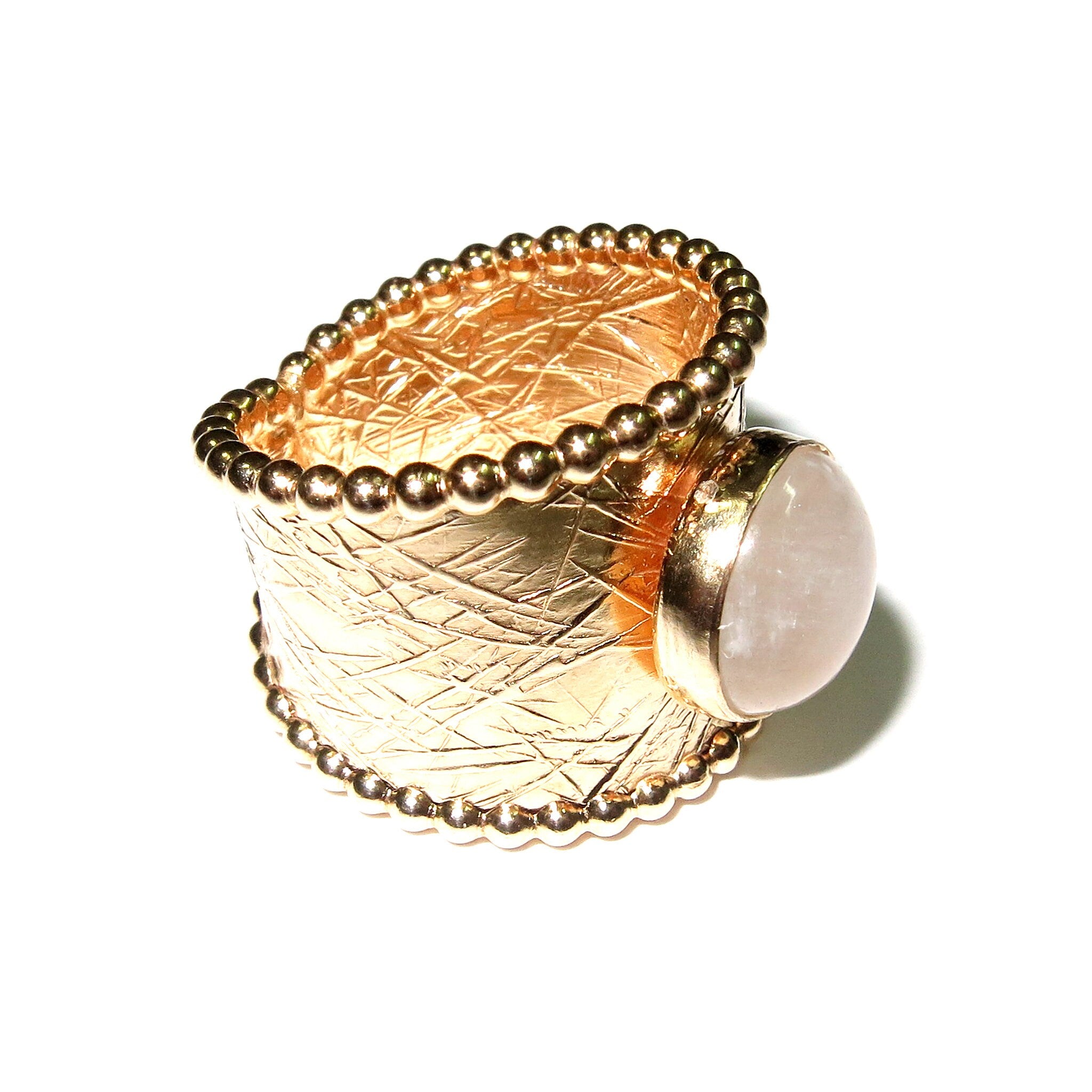 14K Gold Filled handmade moonstone ring size 8, Handmade gold filled ring, Pearl wire, Natural moonstone, gold filled ring, white gemstone