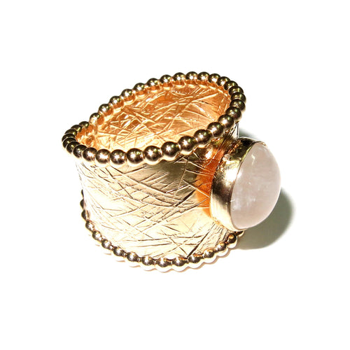 14K Gold Filled handmade moonstone ring size 8, Handmade gold filled ring, Pearl wire, Natural moonstone, gold filled ring, white gemstone