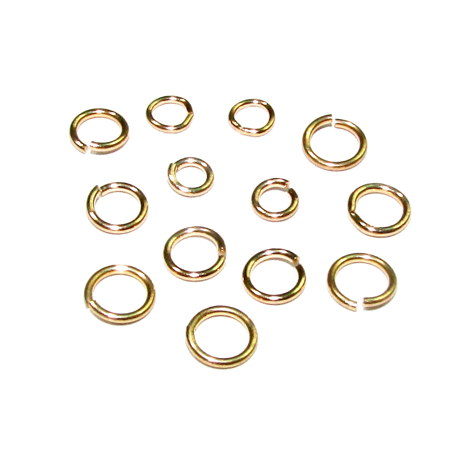 14K Solid gold Open jump ring size 0.5x2.5, 0.6x2, 0.6x3, 0.6x4, 0.6x4.5, 0.8x2.5mm, Jump ring, Open ring, Jewelry making - 1 piece