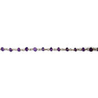 925 Sterling Silver Chain with amethysts, silver shiny chain, Jewelry making, Natural amethyst, Chain with amethysts - 1 Ft (30 cm)