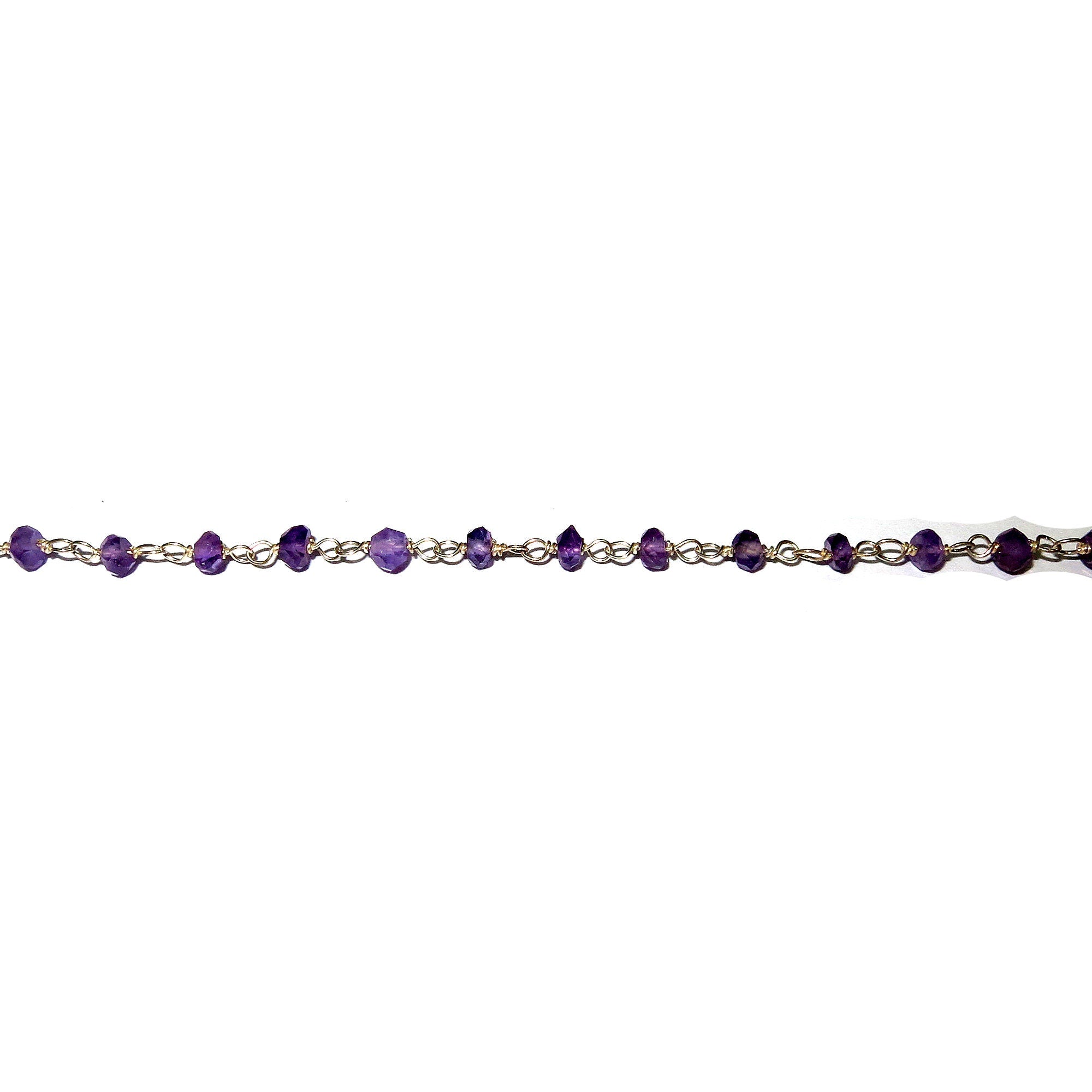 925 Sterling Silver Chain with amethysts, silver shiny chain, Jewelry making, Natural amethyst, Chain with amethysts - 1 Ft (30 cm)