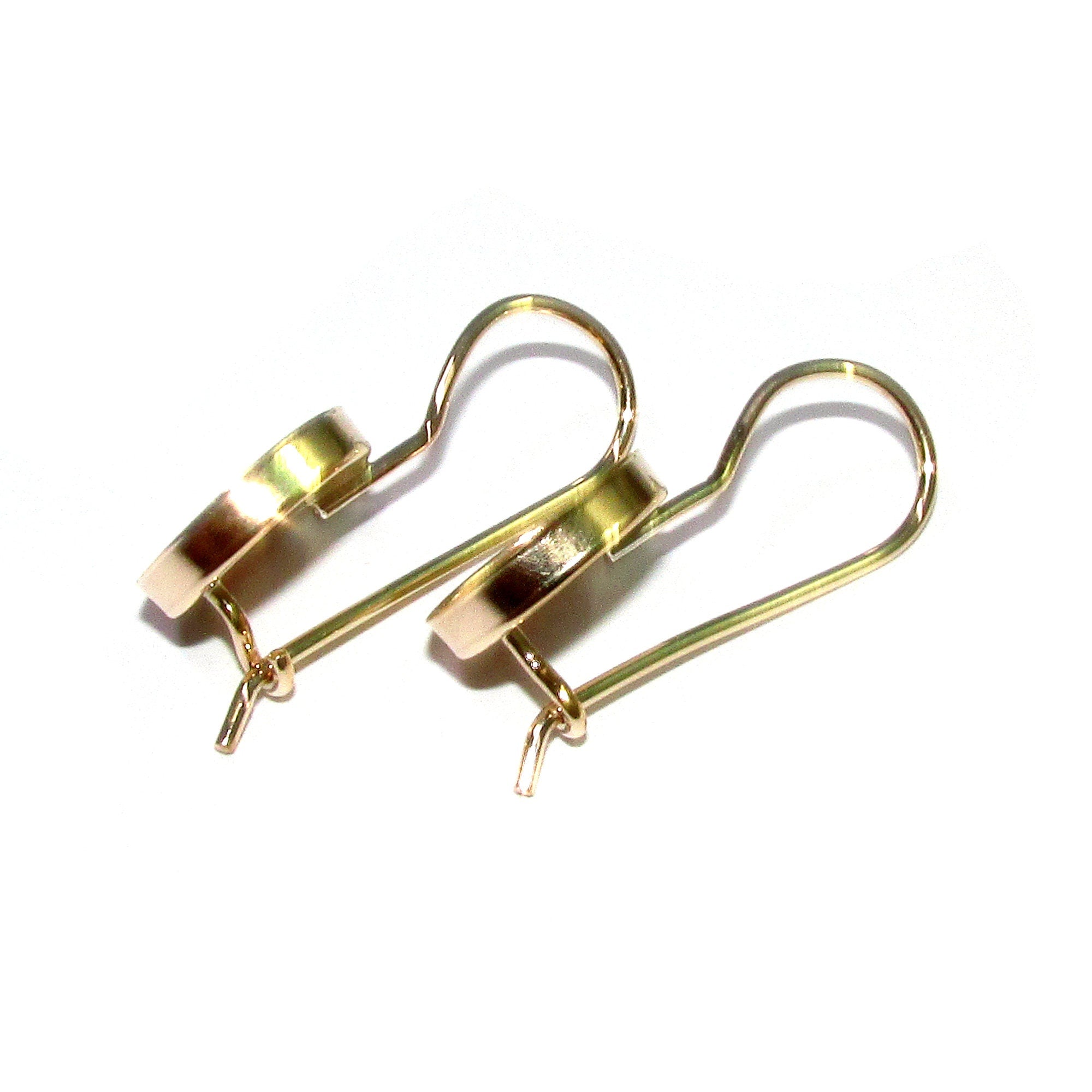 14K Yellow gold filled blank earrings with bezel cup 12mm, Jewelry making, Setting, bezel cup, base earrings, gold filled - 1 pair (2 piece)