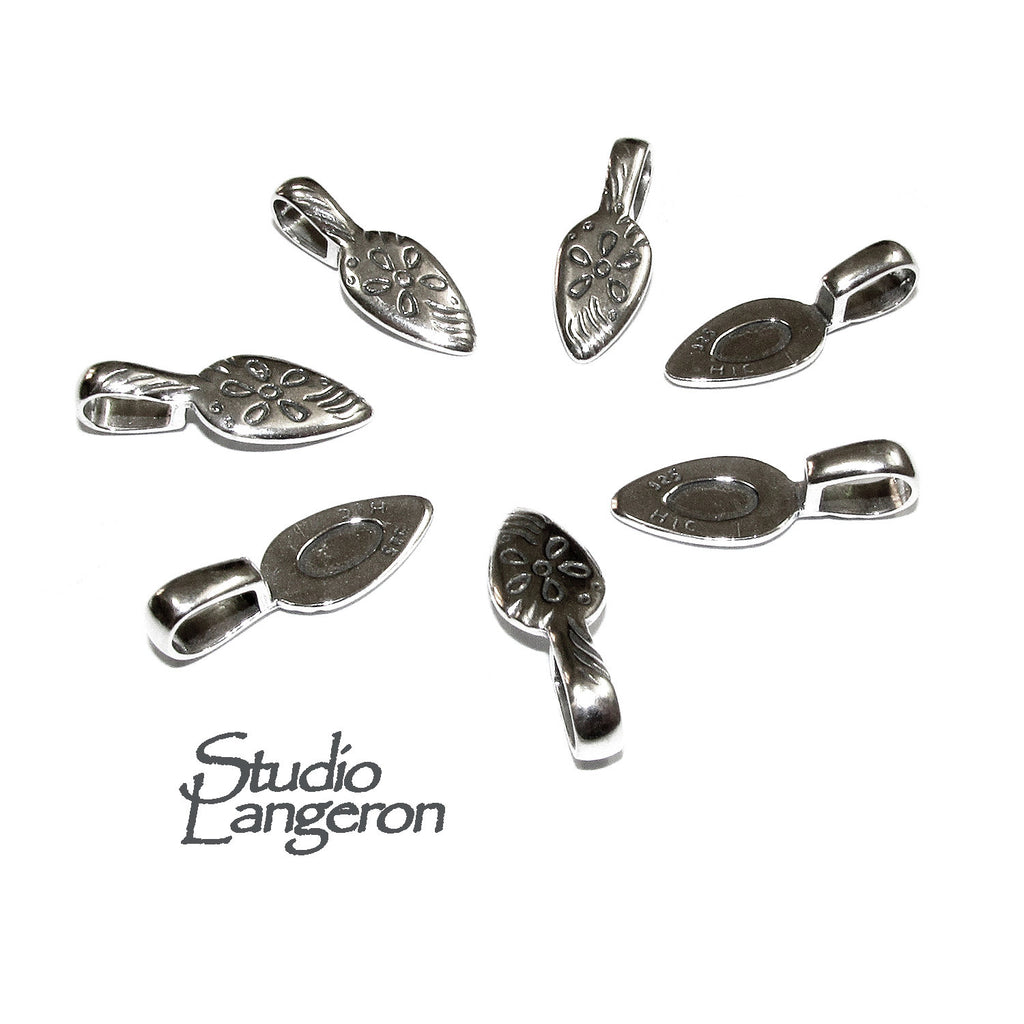 925 Sterling silver large Glue-on Flat Pad Pendant Bails, sterling silver Bail, Bail silver, Jewelry making, Glue-on bail, Bail - 1 piece