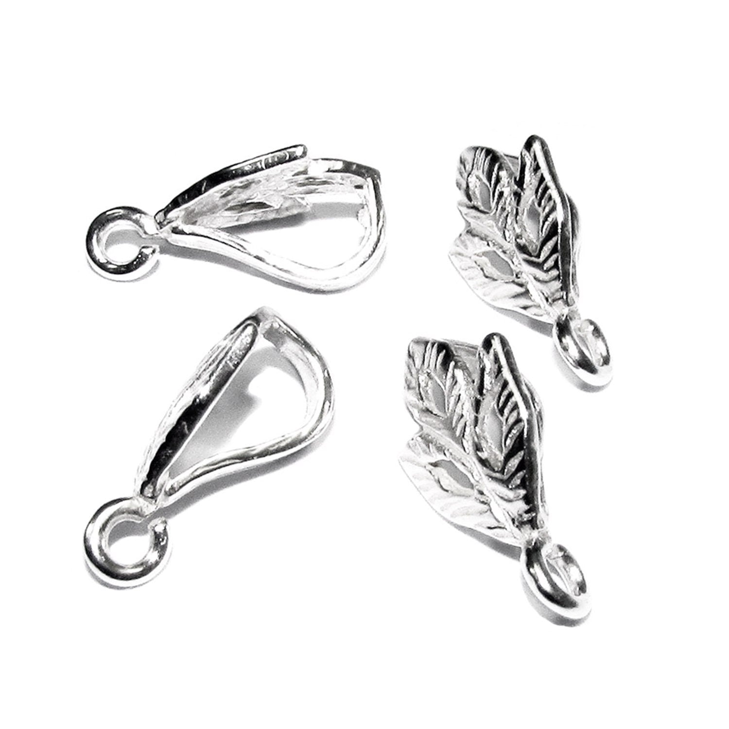 925 Sterling silver decorative Pendant Bails with loop, Silver Bail, Jewelry making, Bail finding, bail for pendant - 1 piece