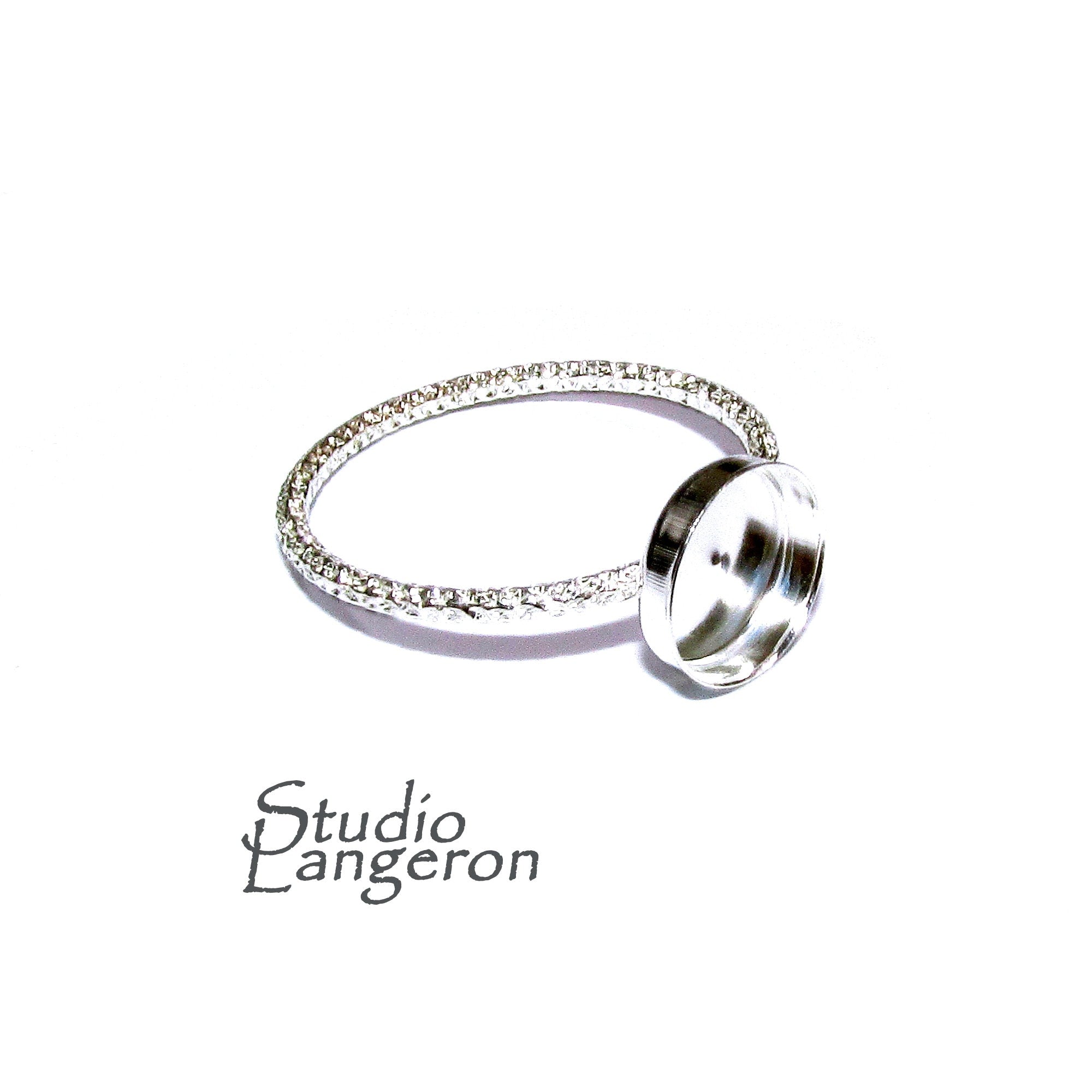 925 sterling silver blank ring with bezel cup 8 mm size 4, 5, 6, 7, 8, 9, 10, 11, bezel cup, base ring, Jewelry making, Setting - 1 piece