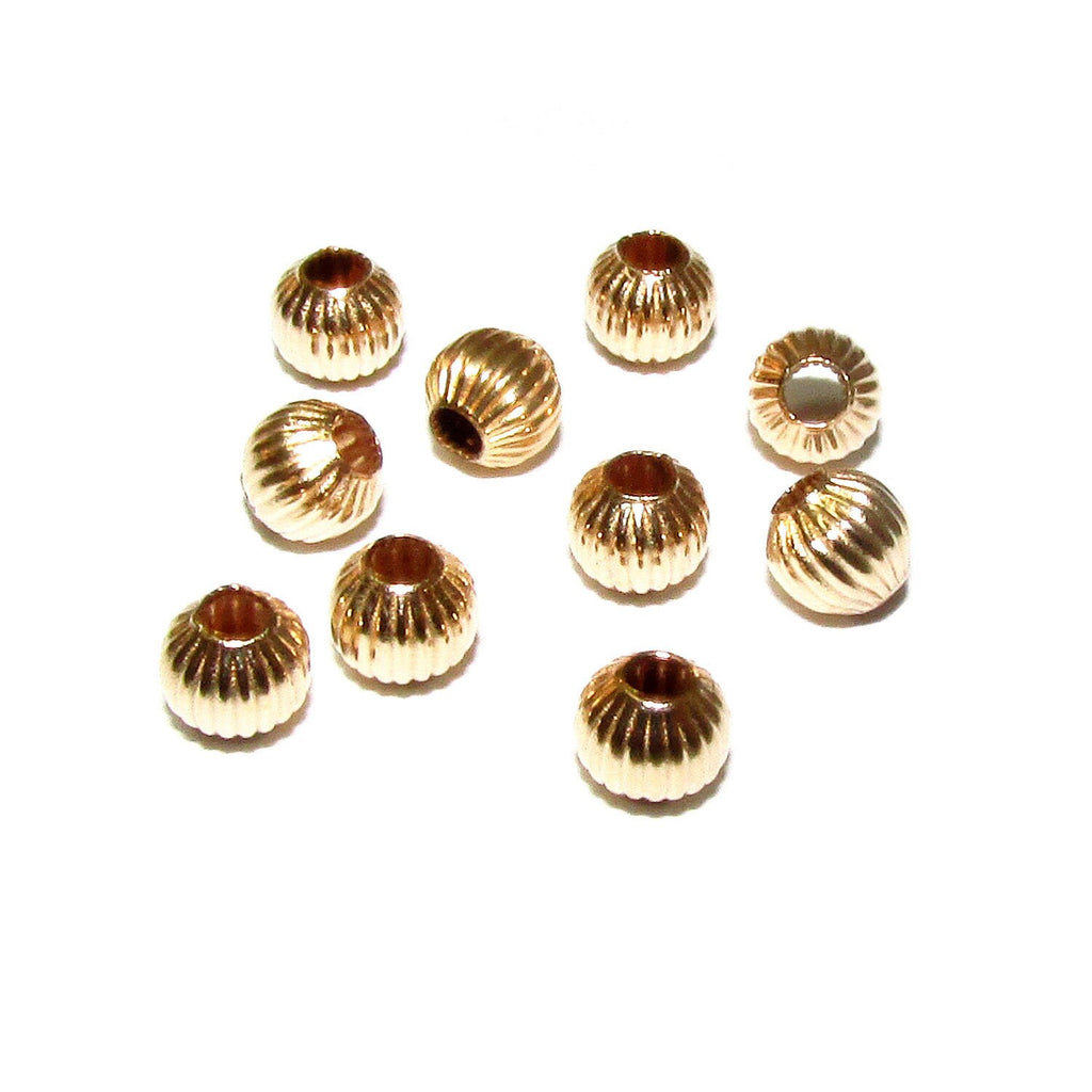 10 pieces 14K Yellow Gold filled Corrugated Beads 4 mm, Beads, Corrugated beads, Spacer Beads, Jewelry making, 14/20 Gold filled