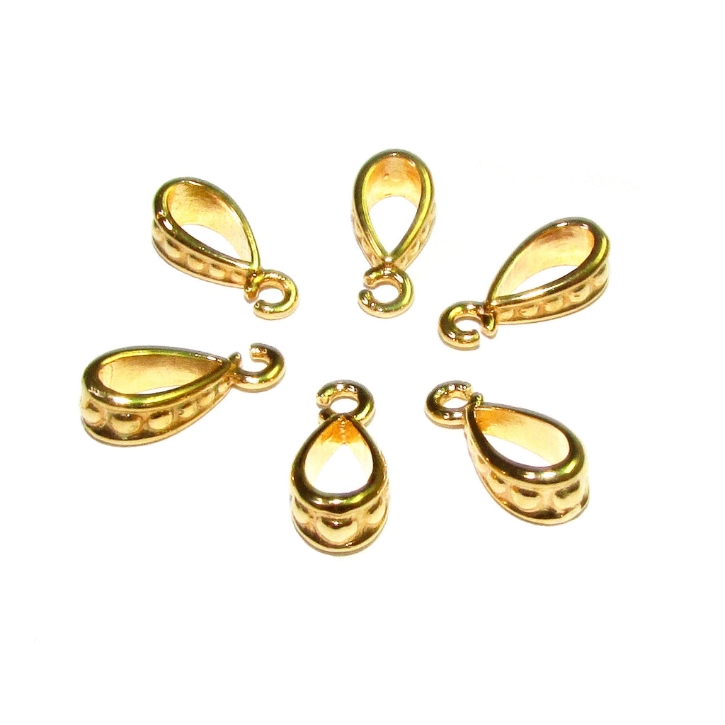 14K Yellow gold filled decorative Pendant Bail, Bail with loop, Jewelry making, Bails, Bail gold filled, Bail finding, Bail drop - 1 piece