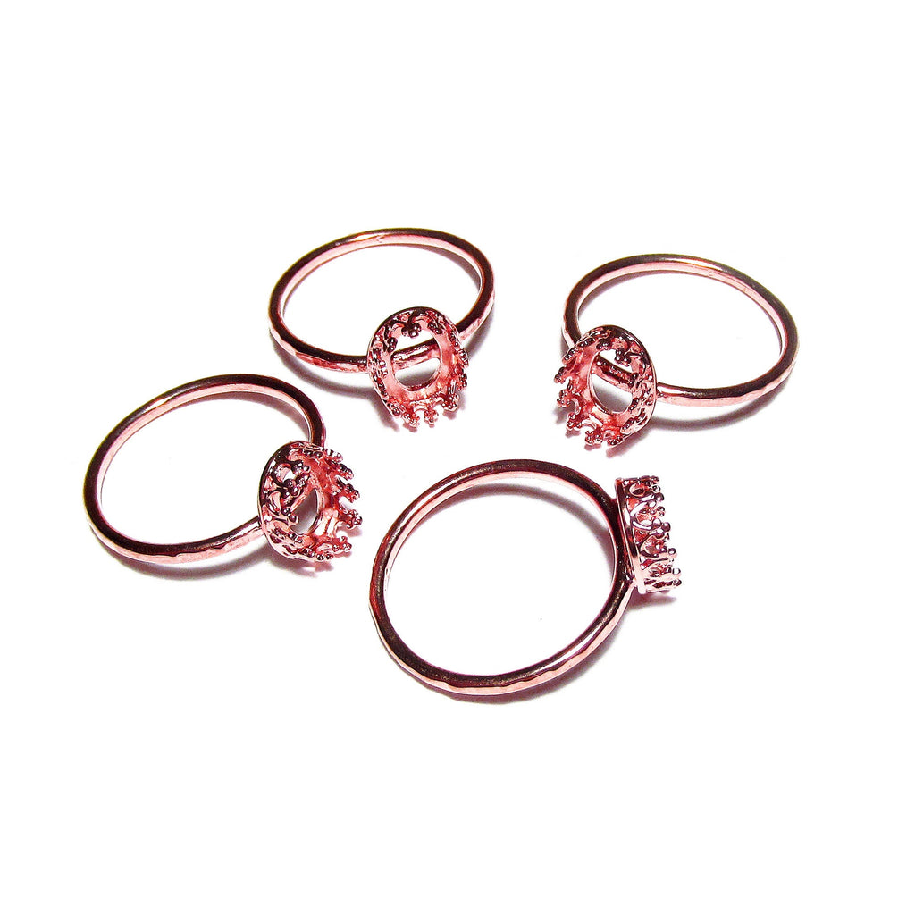 14K Rose gold filled bank ring with bezel cup 6x8 mm size 6, base ring, Rose Gold filled, bezel cup, Jewelry making, setting - 1 piece