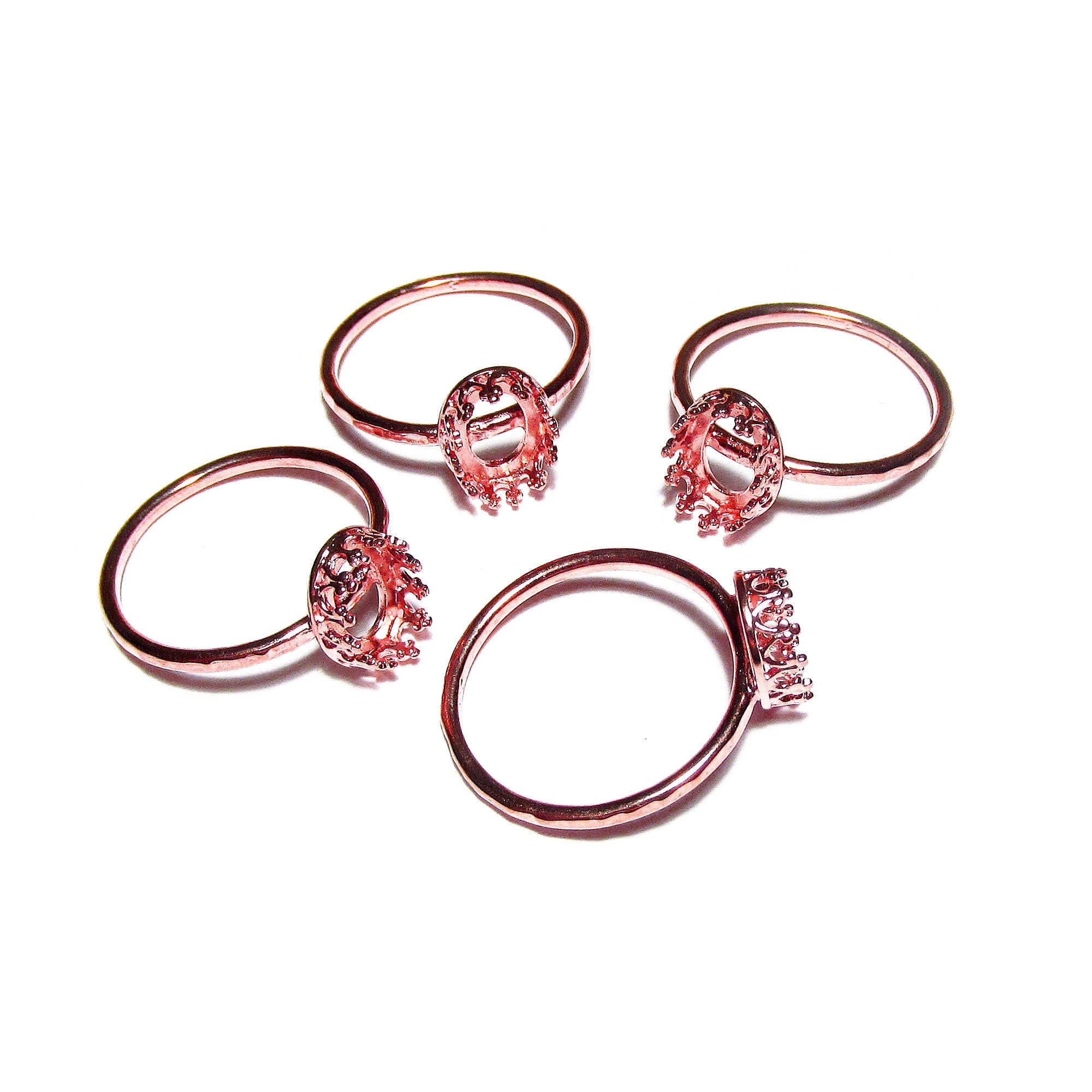 14K Rose gold filled bank ring with bezel cup 6x8 mm size 6, base ring, Rose Gold filled, bezel cup, Jewelry making, setting - 1 piece