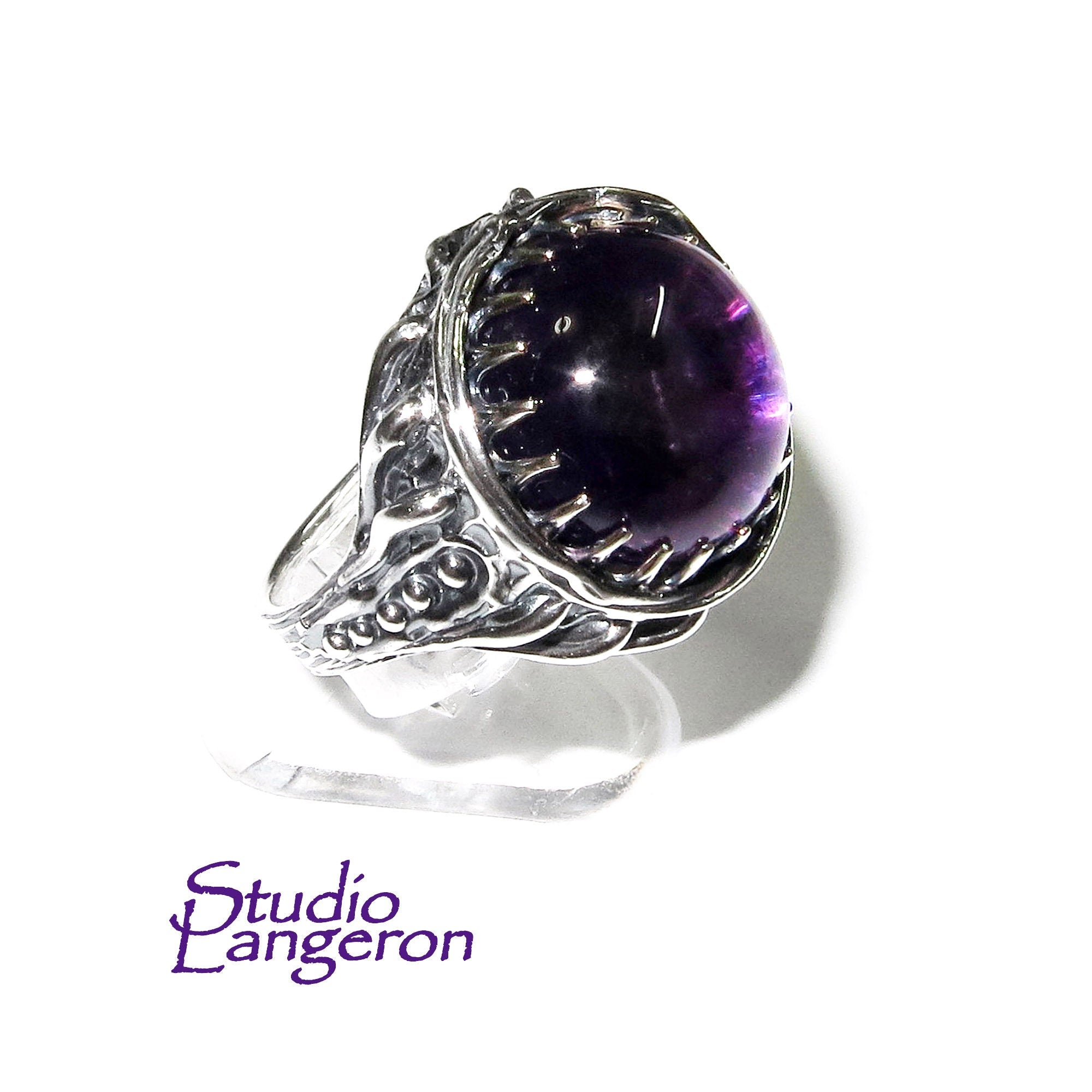 Statement amethyst ring 925 sterling silver size 7, Handmade ring, single copy, 925 sterling silver, Natural amethyst, silver ring, gemstone