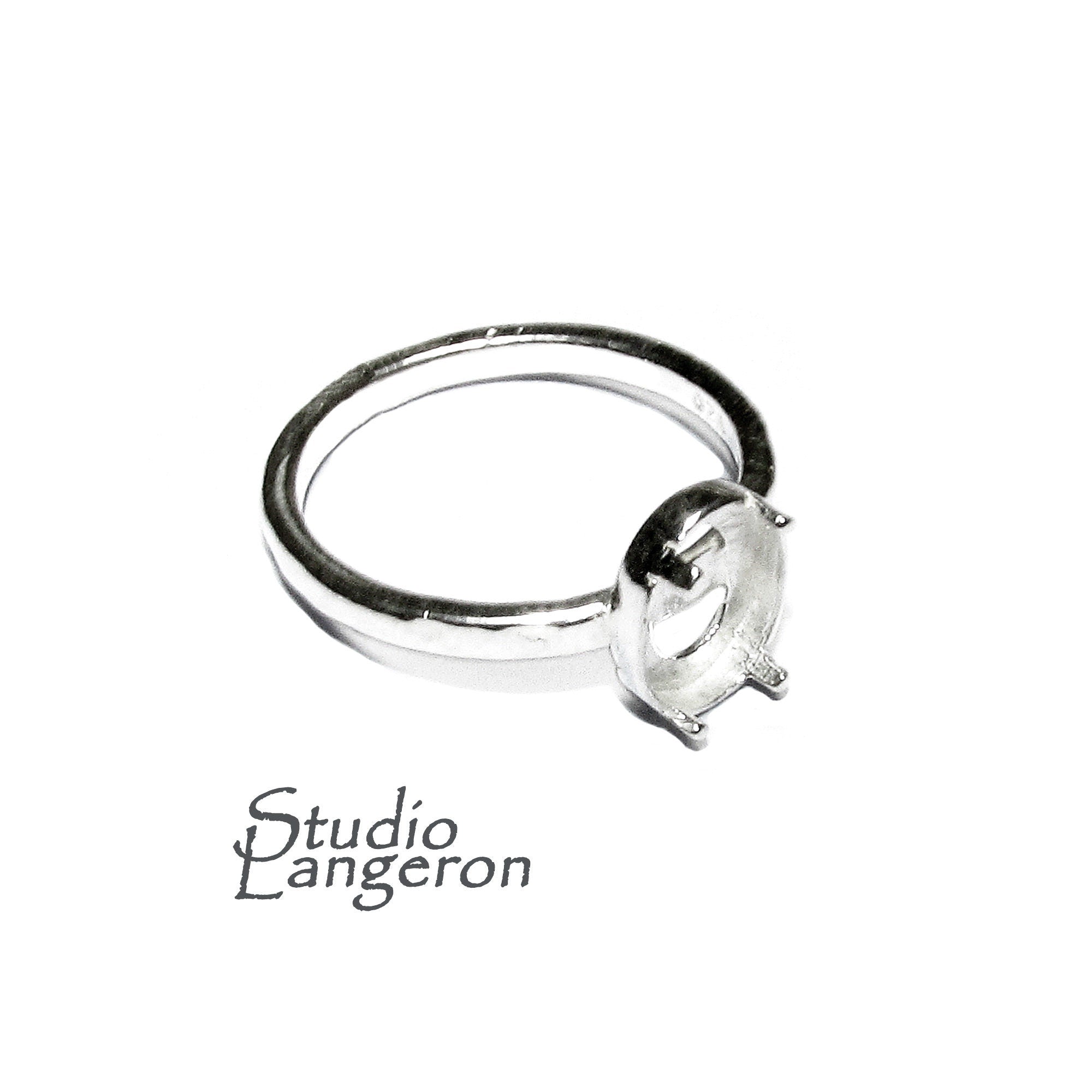 925 sterling silver blank ring with prong setting 6x8 mm size 5, 6, 7, 8, 9, silver ring, Jewelry making, base ring, Setting - 1 piece
